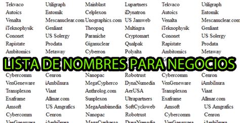 lista de nombres para companias.